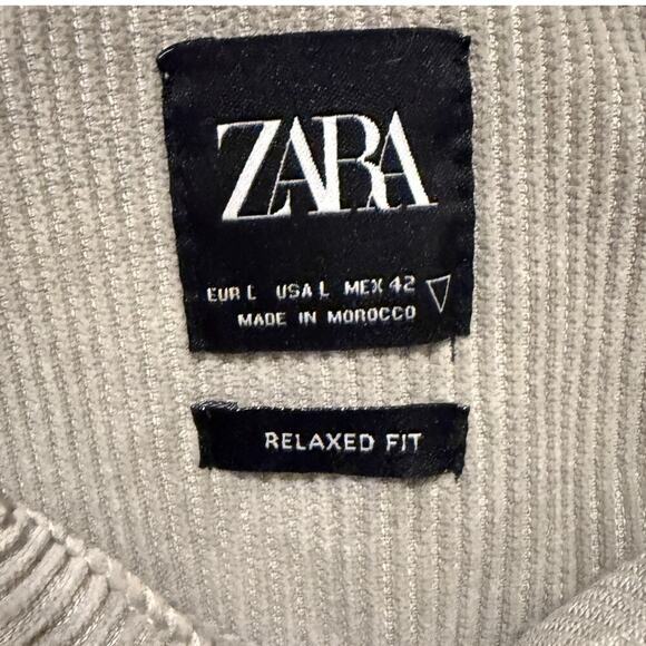 Zara Mint Green Women Corduroy Button Up Shacket Large Overized Fall Chic Casual - Picture 5 of 8